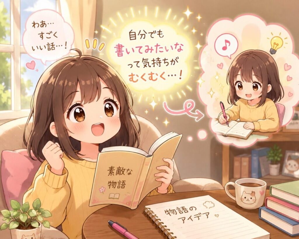 読んでいるうちに、「自分でも書いてみたいな」という気持ちがむくむくと湧いてきたイメージ画像