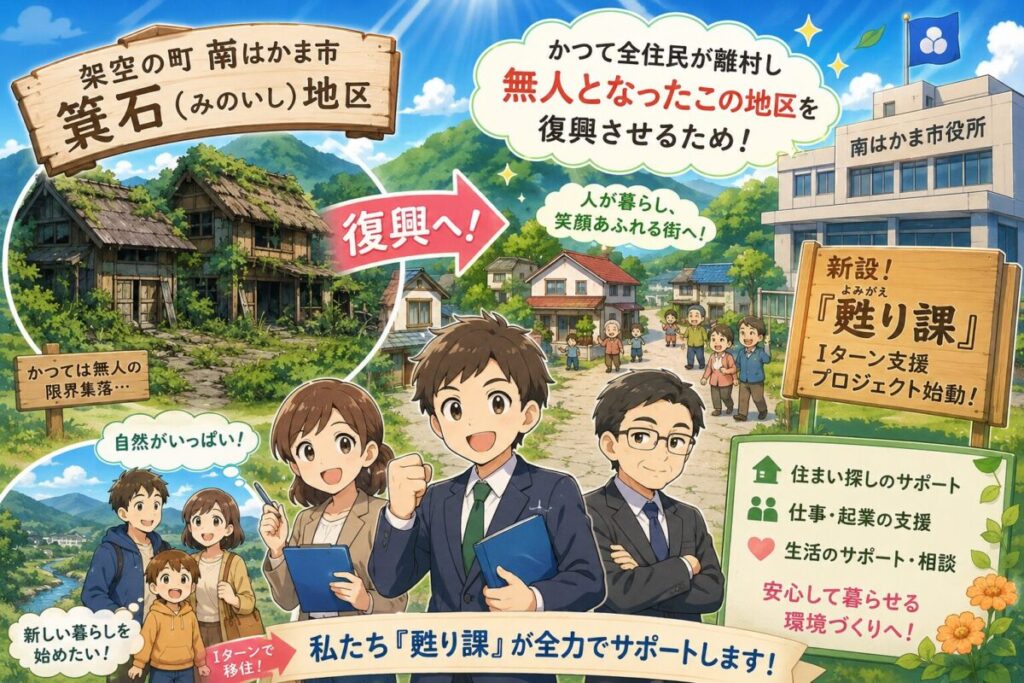 市役所に新設された「甦り課」がIターン支援プロジェクトのイメージ画像
