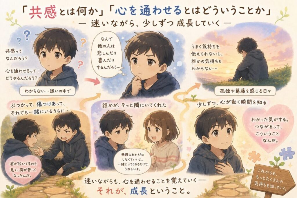 「共感とは何か」「心を通わせるとはどういうことか」迷いながら成長するイメージ画像