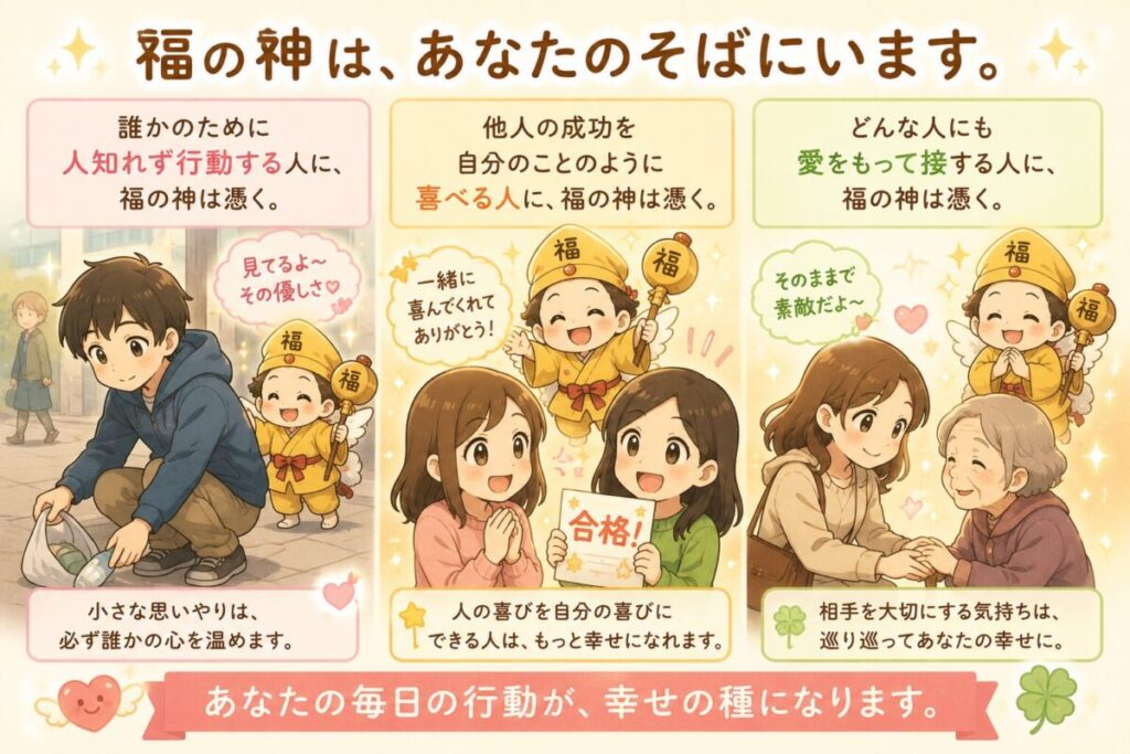 人の幸せを願う人が幸せになっていくイメージ画像