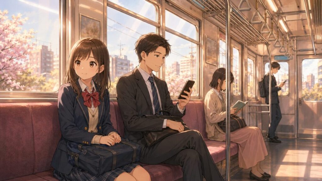 通勤通学の電車内のイメージ画像