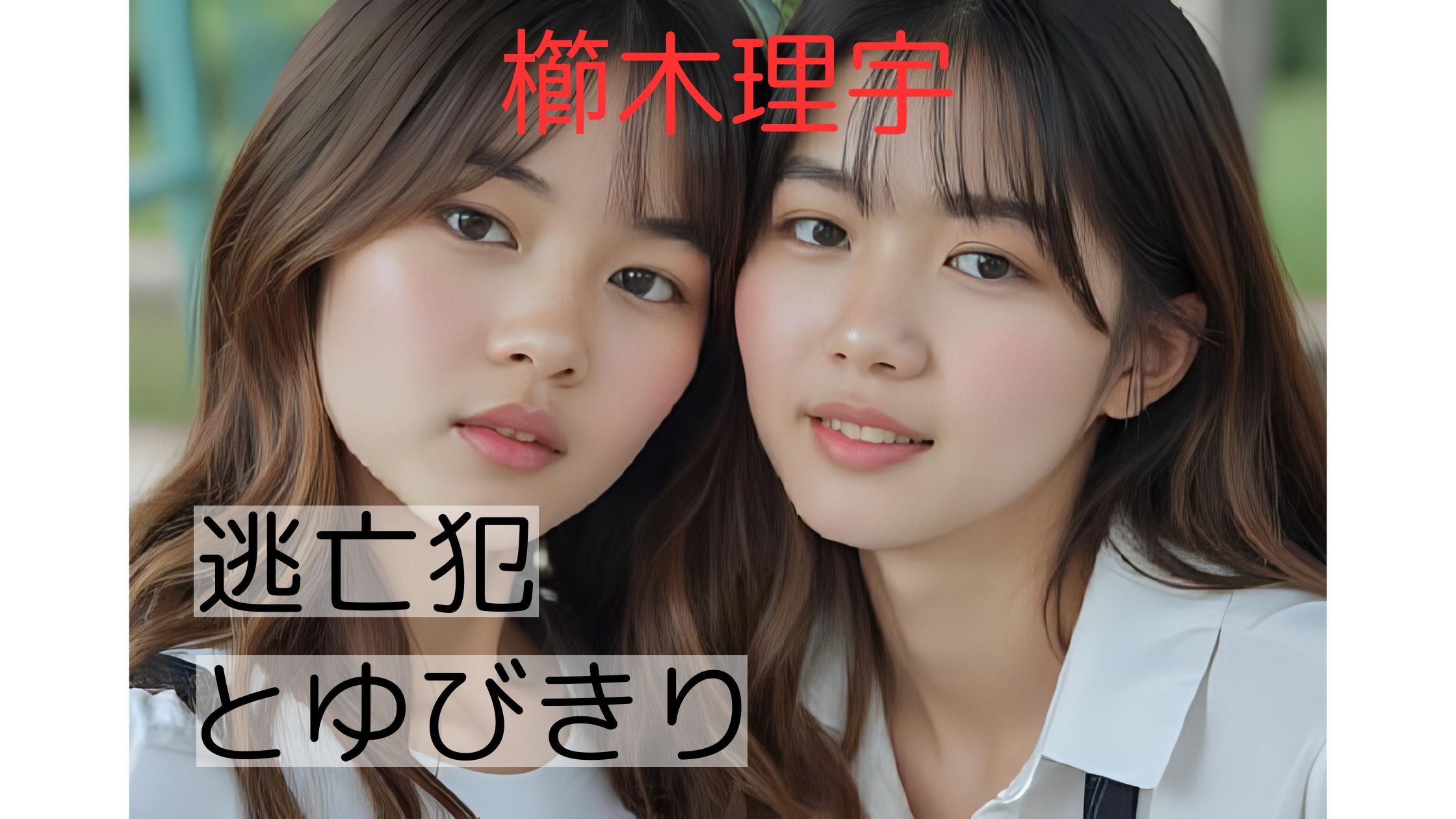 「逃亡犯とゆびきり」を象徴するような、制服姿の女子高生2人が寄り添う印象的なアップ写真。家庭の闇や人間の心理を描く物語を連想させるイメージ。