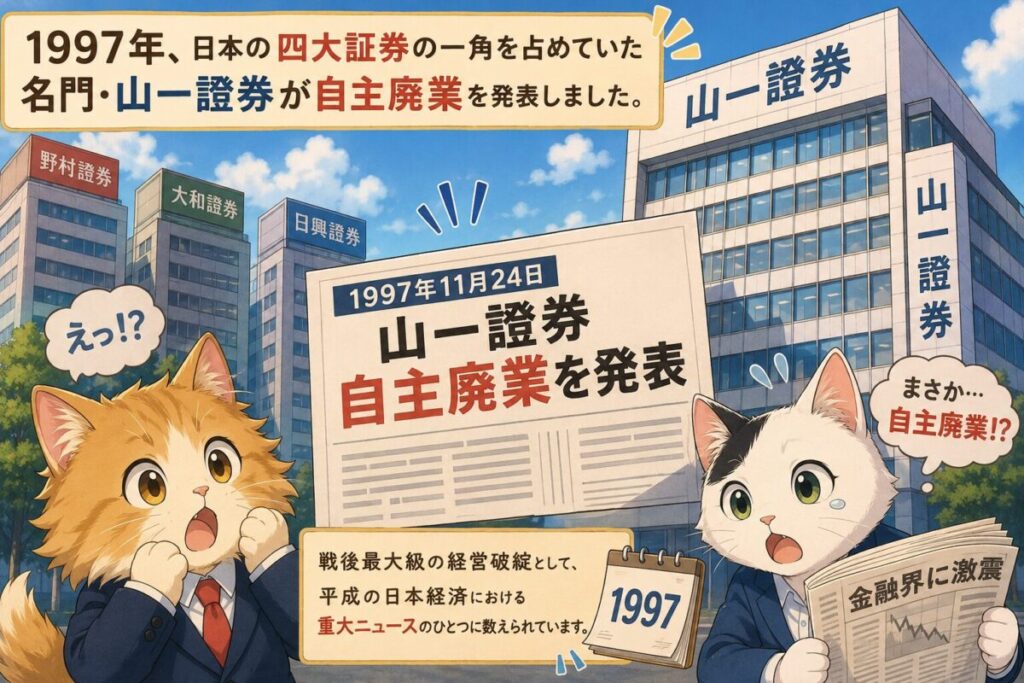  山一證券の破綻のイメージ画像
