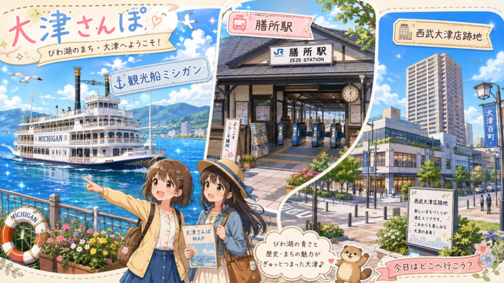 観光船ミシガン、膳所駅、西武大津店跡地のイメージ画像