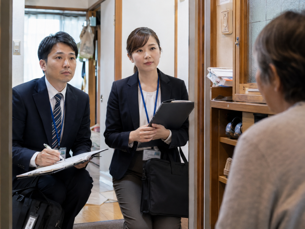 職員が調査しているイメージ画像