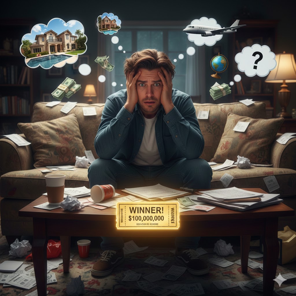 宝くじが当たった人のイメージ画像