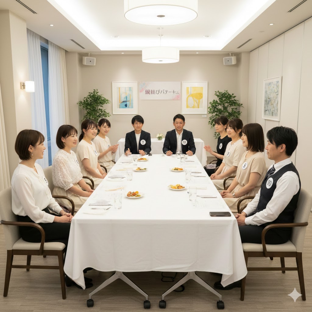 婚活パーティーでお互い自己紹介しているイメージ画像