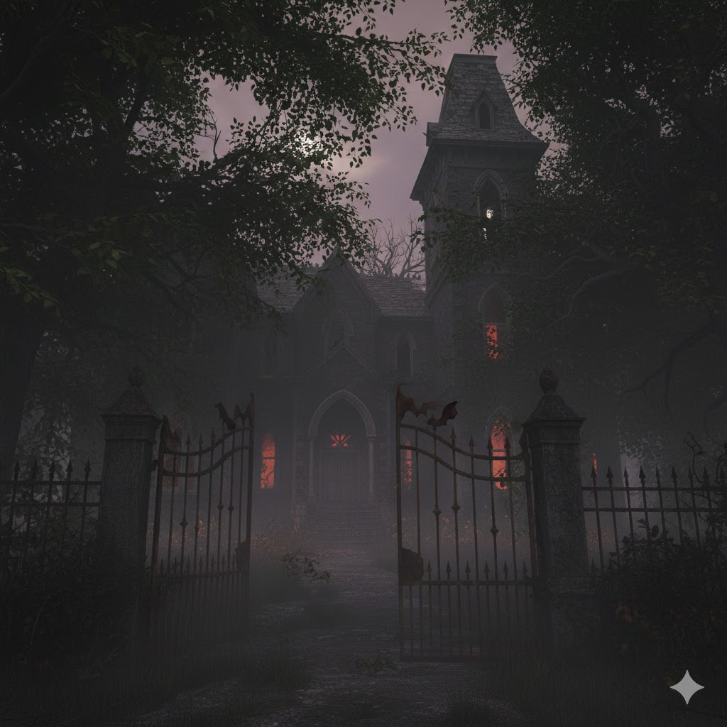 吸血鬼が出ると噂の森の洋館のイメージ画像