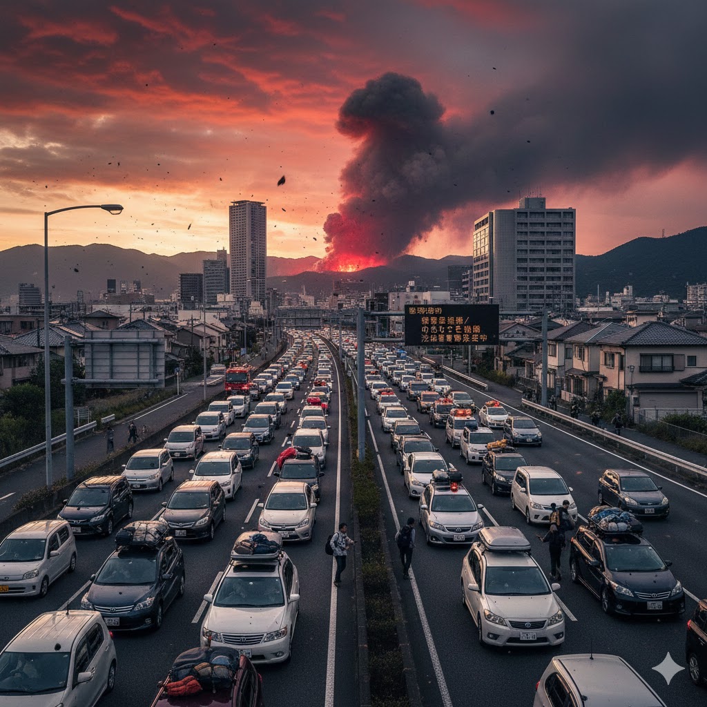 住民が急いで避難するイメージ画像