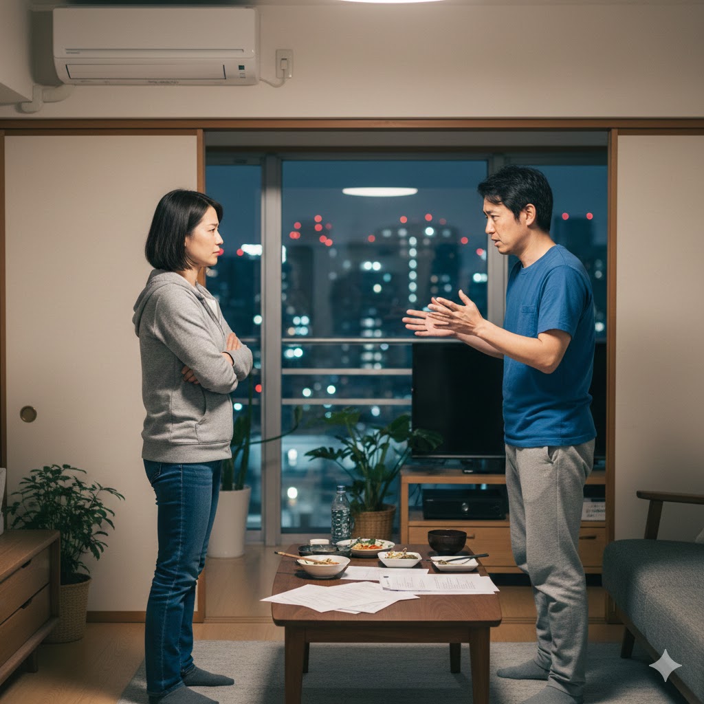 夫婦の感情がぶつかっているイメージ画像