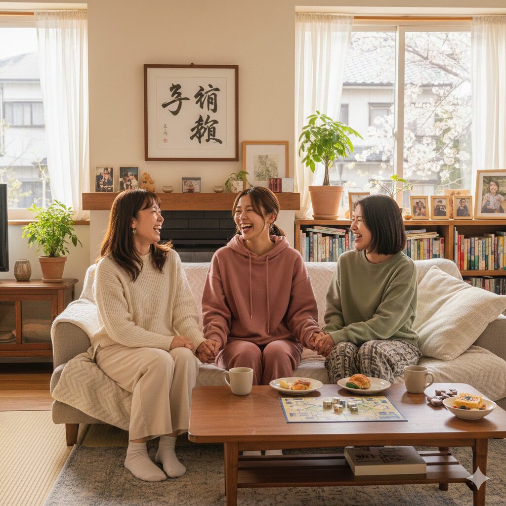 女の子三人が友情婚しているイメージ画像