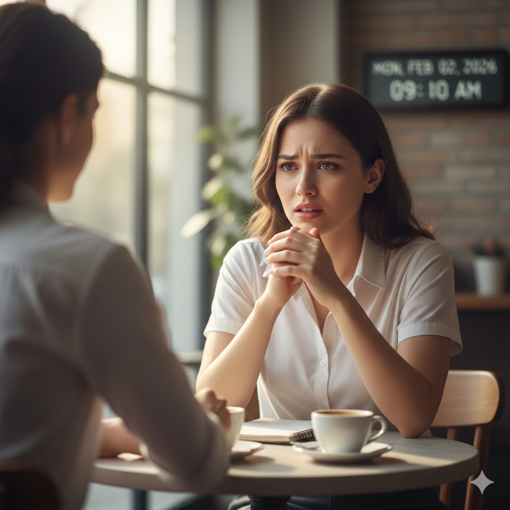 人見知りの人が頑張って話そうとしているイメージ画像