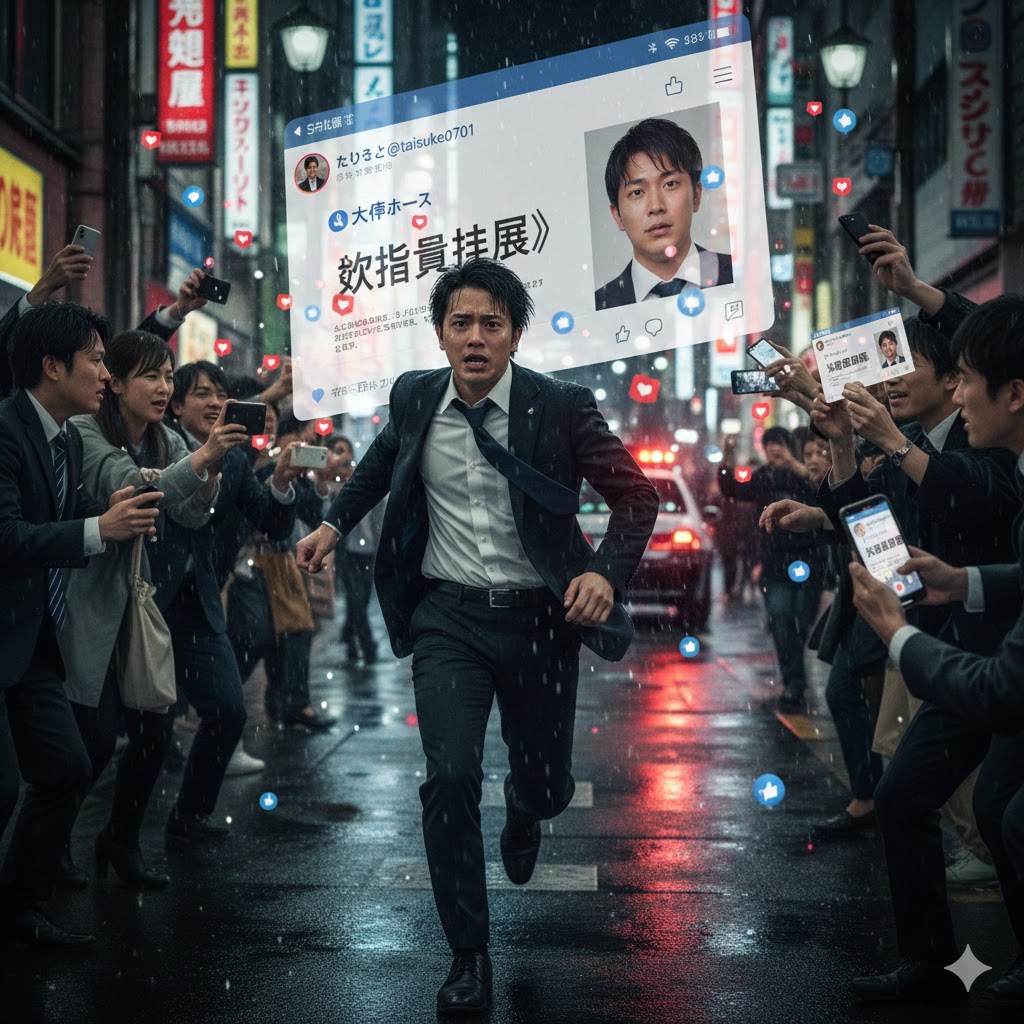 犯人に間違われ逃走しているイメージ画像