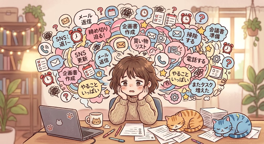頭の中がタスクで埋まってしまっているイメージ画像