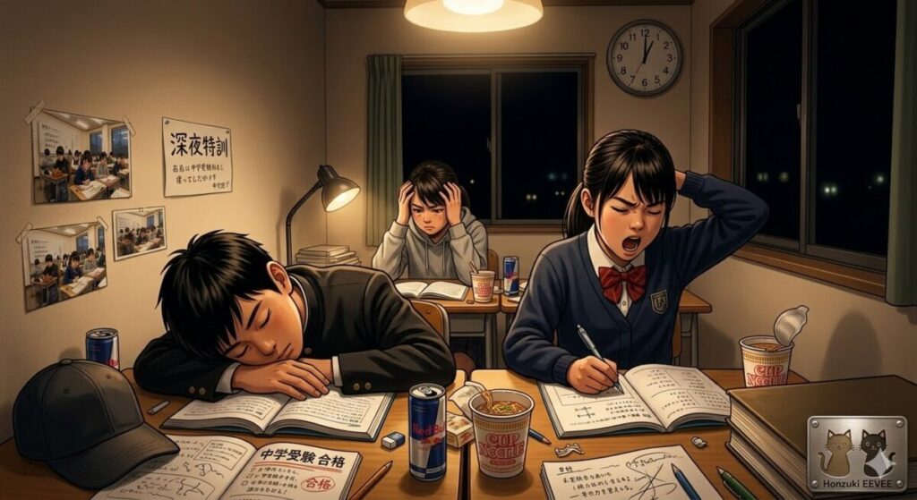 夜遅くまで勉強しているイメージ画像