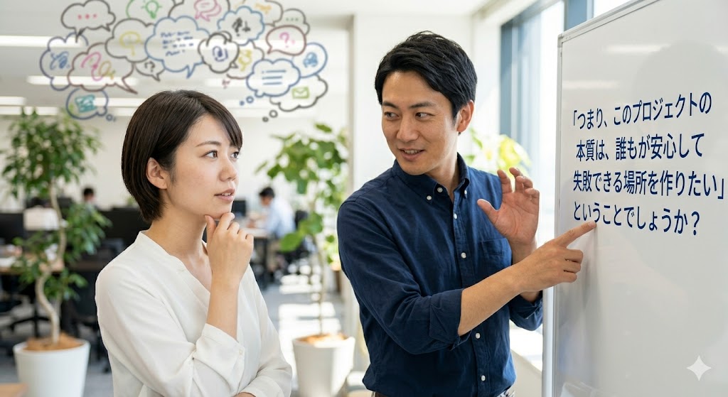 人の思いを言語化してあげているイメージ画像