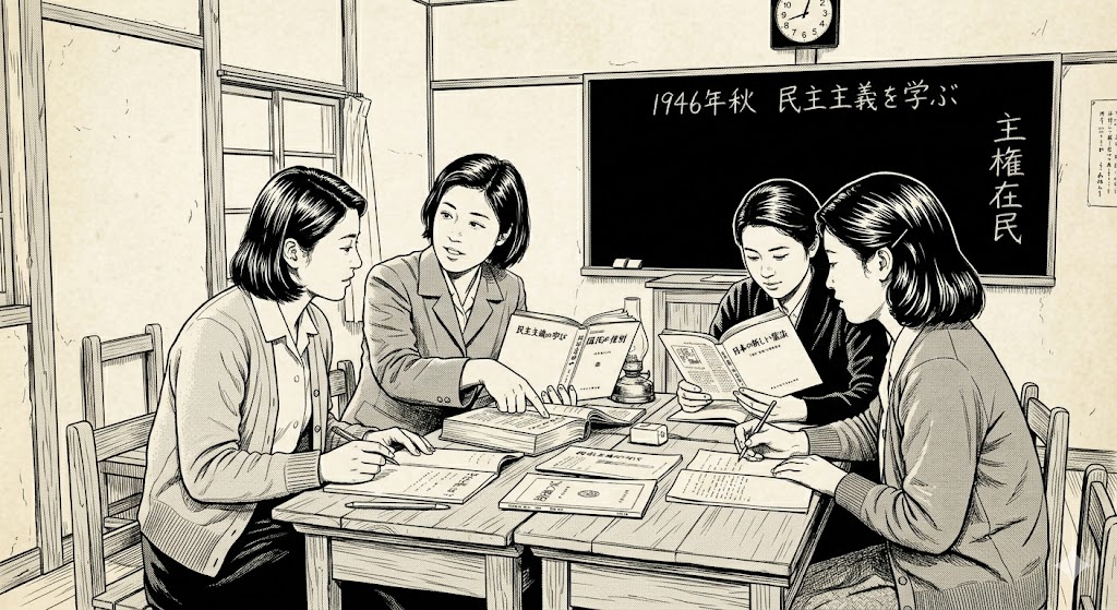 民主主義を勉強している女性たちのイメージ画像