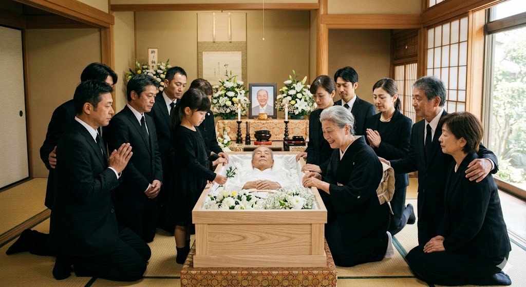 家族に見送られているイメージ画像