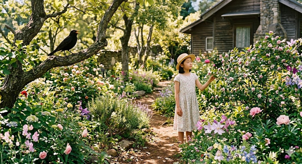 クロウタドリのいるとわの庭のイメージ画像