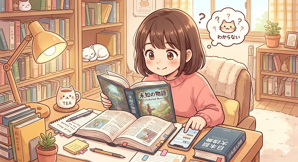 わからないところを調べながら読書しているイメージ画像