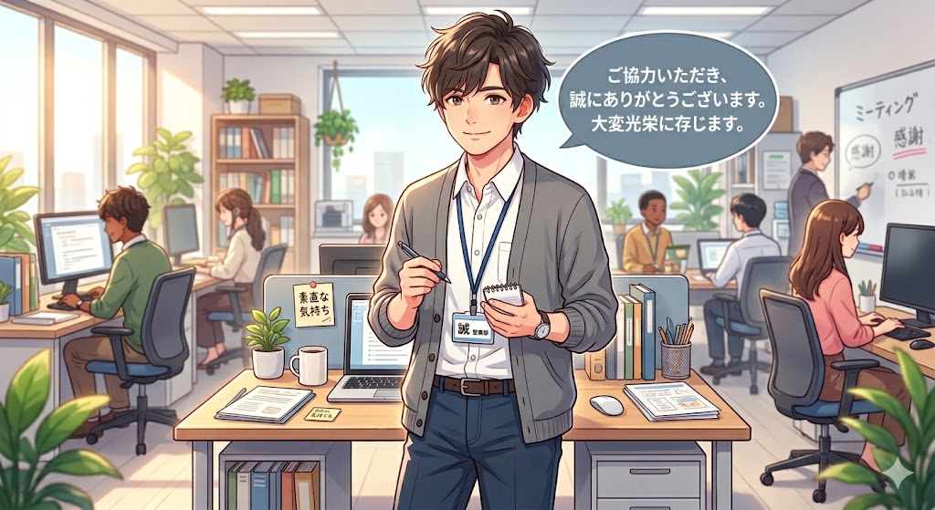 一次感情をしっかり伝えれる男性社員のイメージ画像