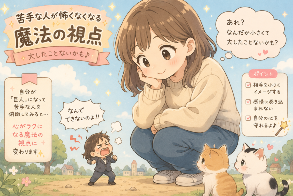 自分が巨人になって俯瞰しているイメージ画像