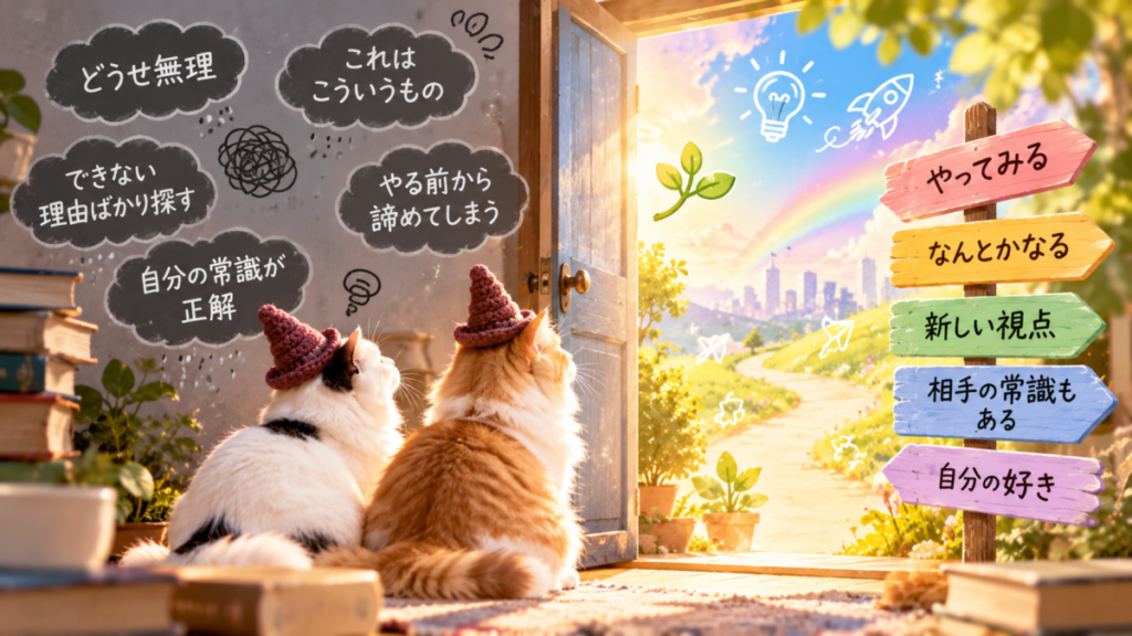 常識や思い込みを少しだけ外してみるイメージ画像