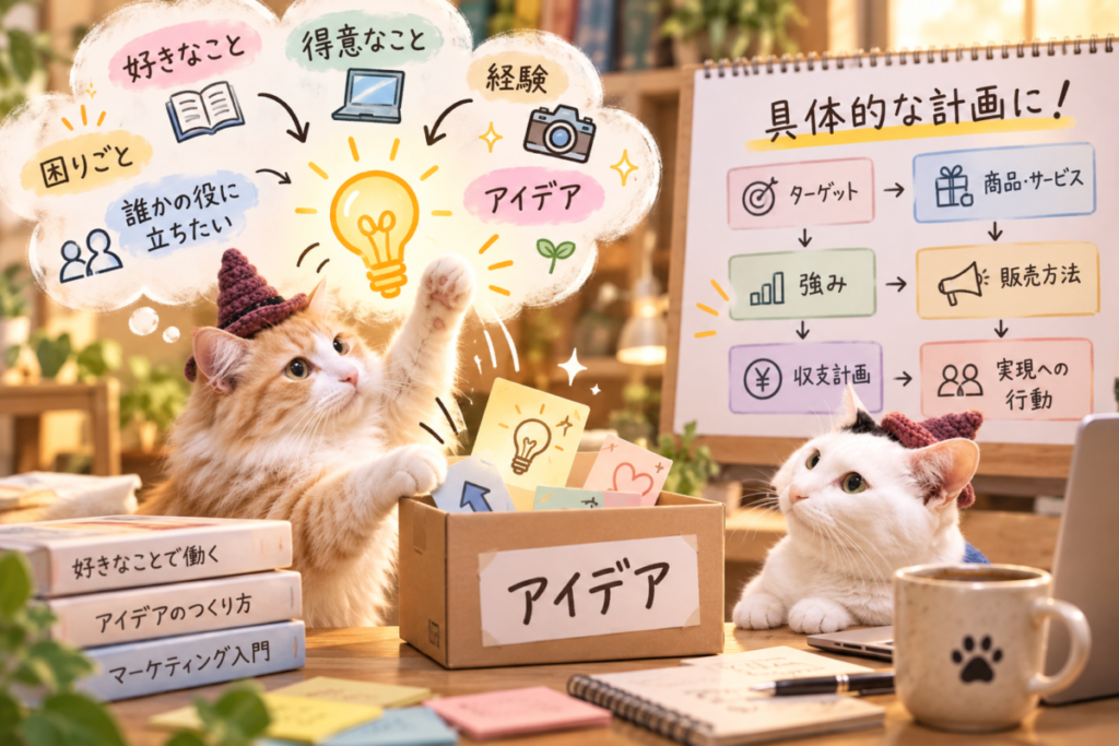 頭の中の「アイデア」を現実の世界に引っ張り出すイメージ画像